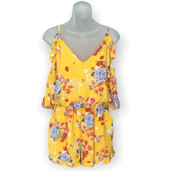 As U Wish Yellow Floral Romper Size M - Picture 1 of 3